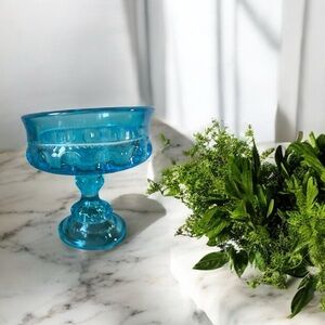 Indiana Glass Blue Pedestal Bowl